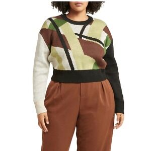 11 Honore Women's Alexis Pattern‎ Sweater, Abstract Colors, Plus Size 0/ 12, NWT